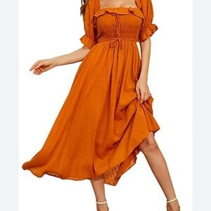 Elegant Orange Midi Dress